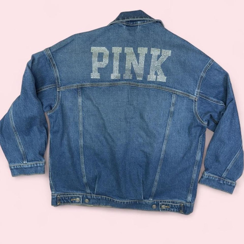 VS PINK limited edition Rhinestone Denim Jacket, oversized jacket,‎ Summer fit - Picture 2 of 8